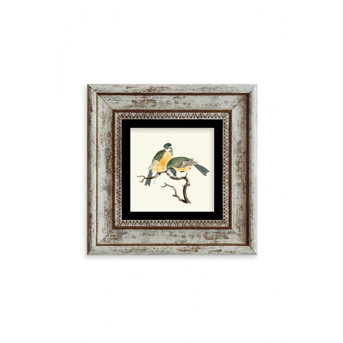 Dalda İki Kuş Çerçeveli Taş Tablo 20 cm