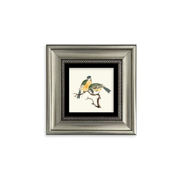 Dalda İki Kuş Çerçeveli Taş Tablo 20 cm