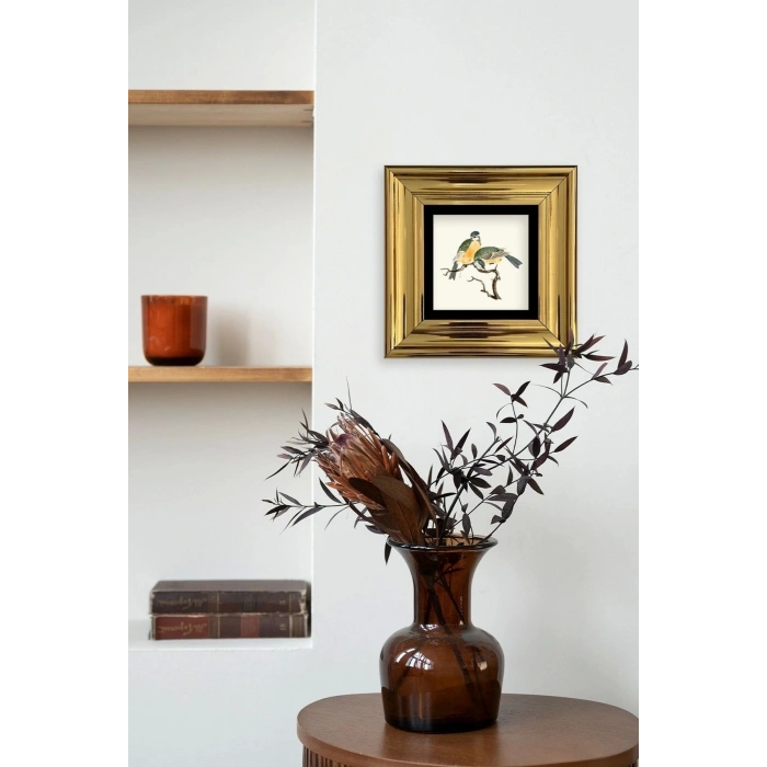 Dalda İki Kuş Çerçeveli Taş Tablo 20 cm