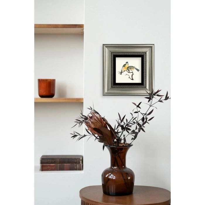 Dalda İki Kuş Çerçeveli Taş Tablo 20 cm