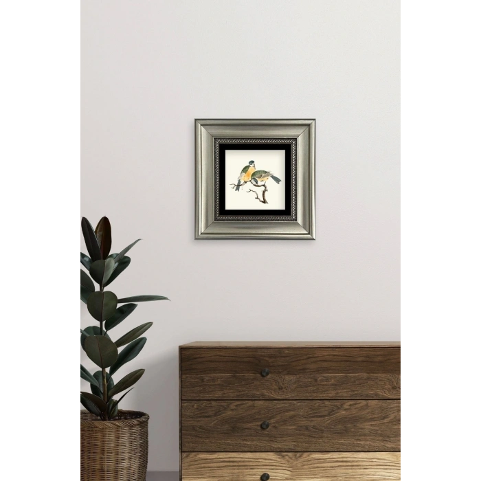 Dalda İki Kuş Çerçeveli Taş Tablo 20 cm
