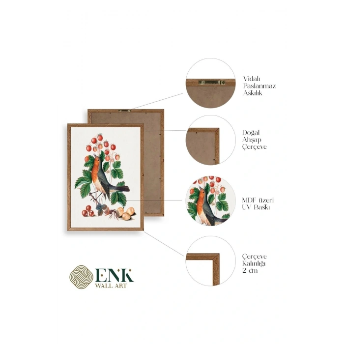 Daldaki Kuş Ahşap Çerçeveli Tablo 17 x 23