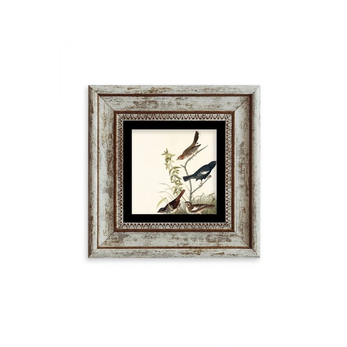 Daldaki Kuşlar Çerçeveli Taş Tablo 20 cm