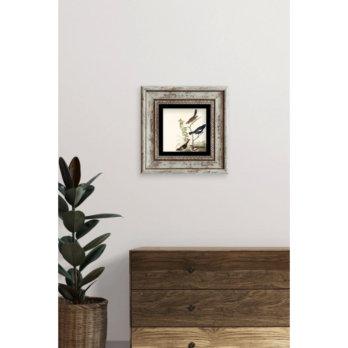 Daldaki Kuşlar Çerçeveli Taş Tablo 20 cm