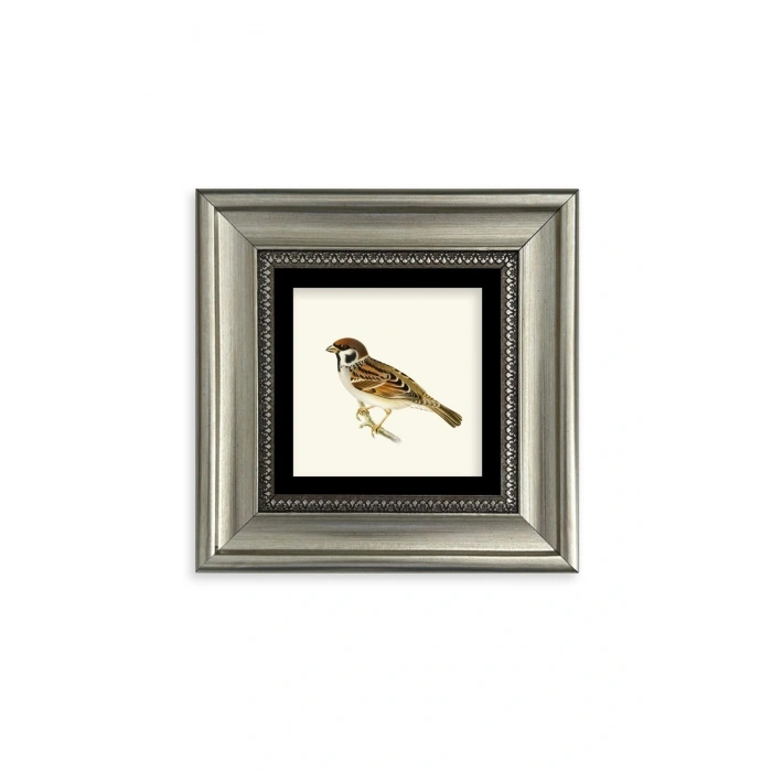 Daldaki Serçe Çerçeveli Taş Tablo 20 cm