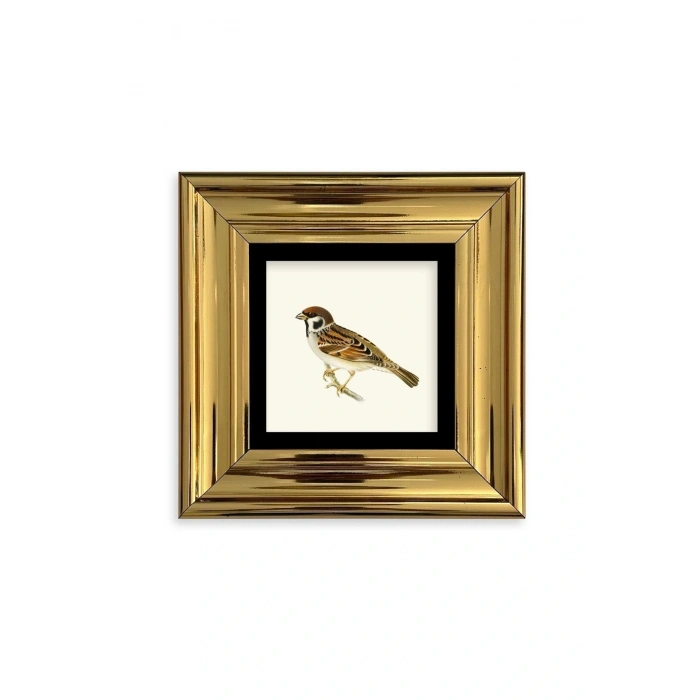 Daldaki Serçe Çerçeveli Taş Tablo 20 cm