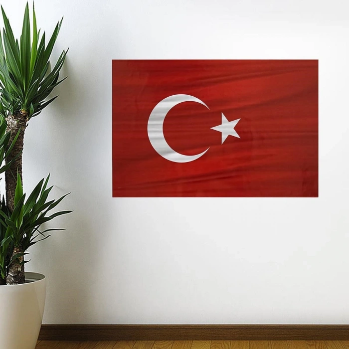 Dalgalanma Efektli Manyetik Duvar Stickerı Türk Bayrağı 71 x 47cm (5365)
