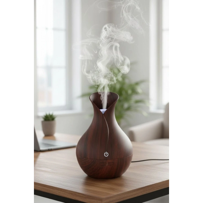 Damla Model Akasya Renk Hava Nemlendirici – Ultrasonik Soğuk Buhar Makinesi, LED Işıklı Masaüstü Oda Nemlendirici