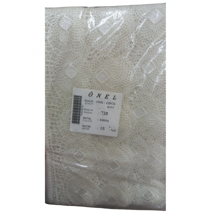 Dantel Polyester Güpür Bant Krem 15 Metre En 6 Cm On-728-kr