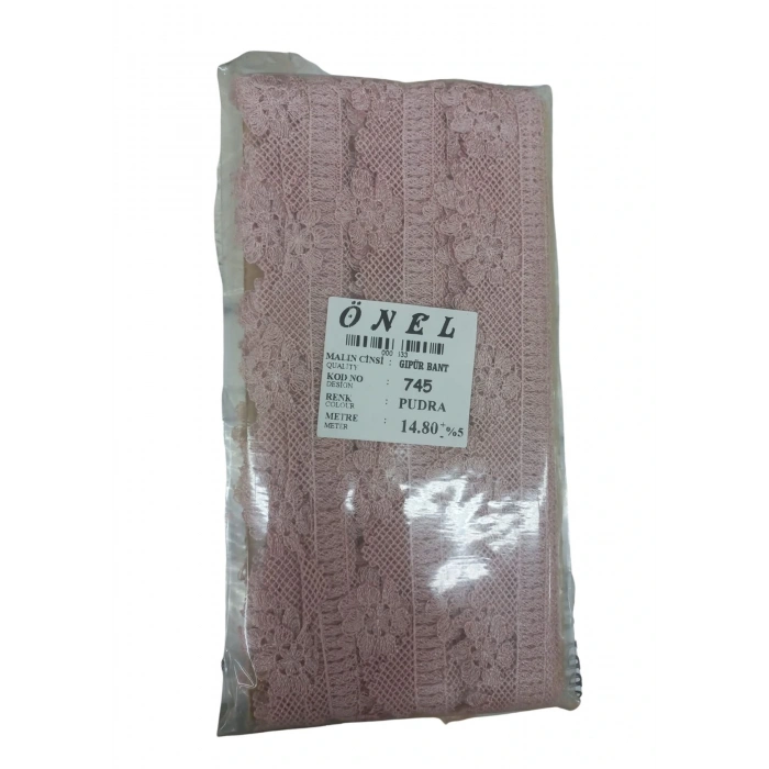 Dantel Polyester Güpür Bant Pudra 14,80 Metre En 3 cm ON-745-PU