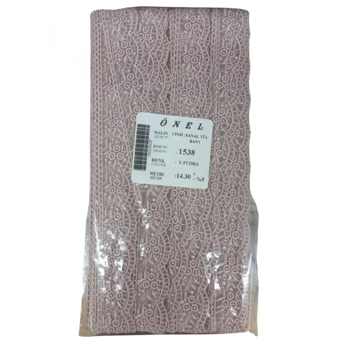 Dantel Polyester Sanal Tül Bant Y.pudra 14,30 Metre En 3 Cm On-1538-pu