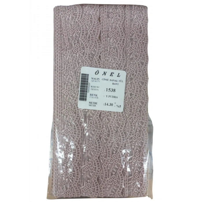 Dantel Polyester Sanal Tül Bant Y.Pudra 14,30 Metre En 3 cm ON-1538-PU