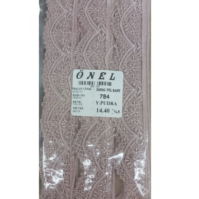 Dantel Polyester Sanal Tül Bant Y.pudra 14,40 Metre En 3 Cm On-784-pu