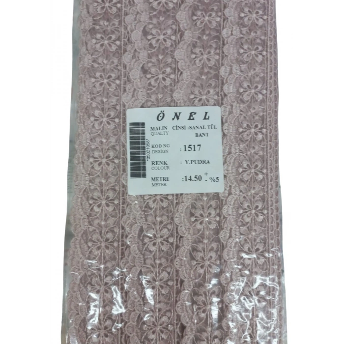 Dantel Polyester Sanal Tül Bant Y.pudra 14,50 Metre En 3 Cm On-1517-pu
