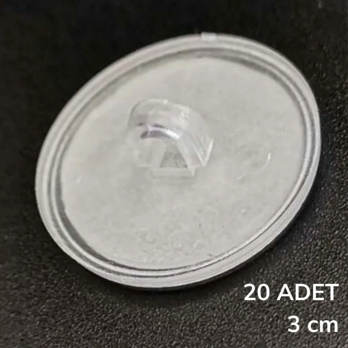 Dayanıklı Şeffaf Yapışkan Diskler 3 Cm Çapında 20 Adet Set