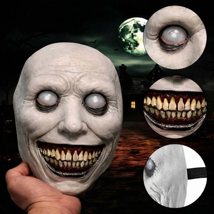 Dehşet Gülüşlü Donuk Göz Efektli Korku Maskesi 22x18 cm (5365)