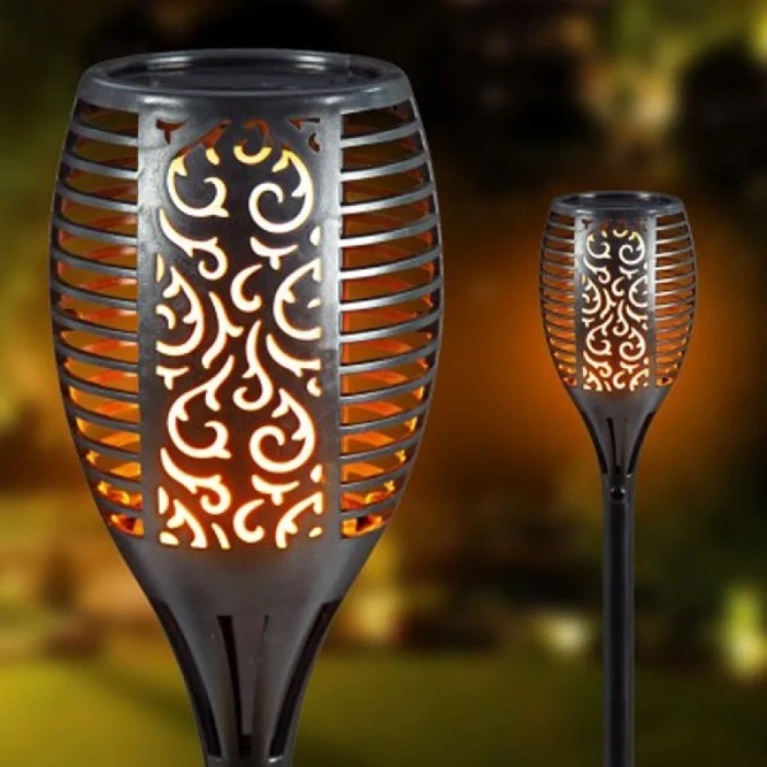 Dekoratif Alev Efektli Solar Bahçe Lambası 51 Cm