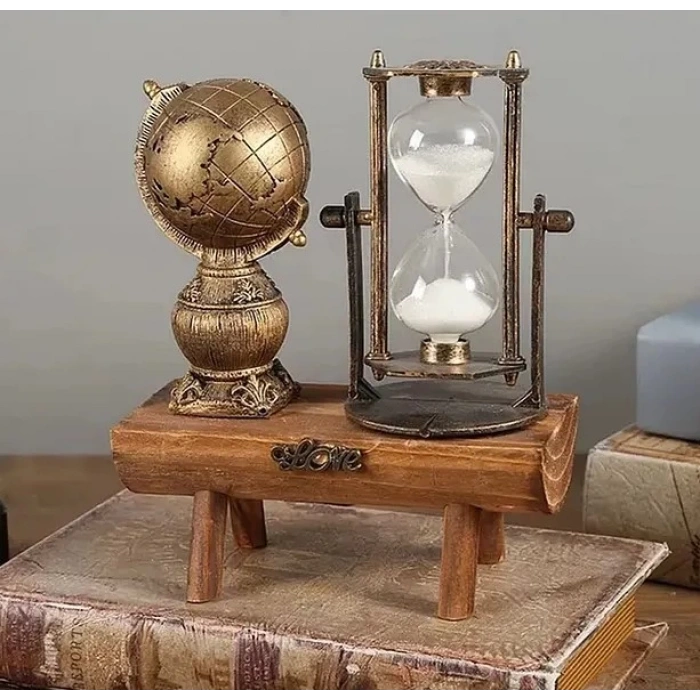 Dekoratif Dünya Biblolu Kum Saati