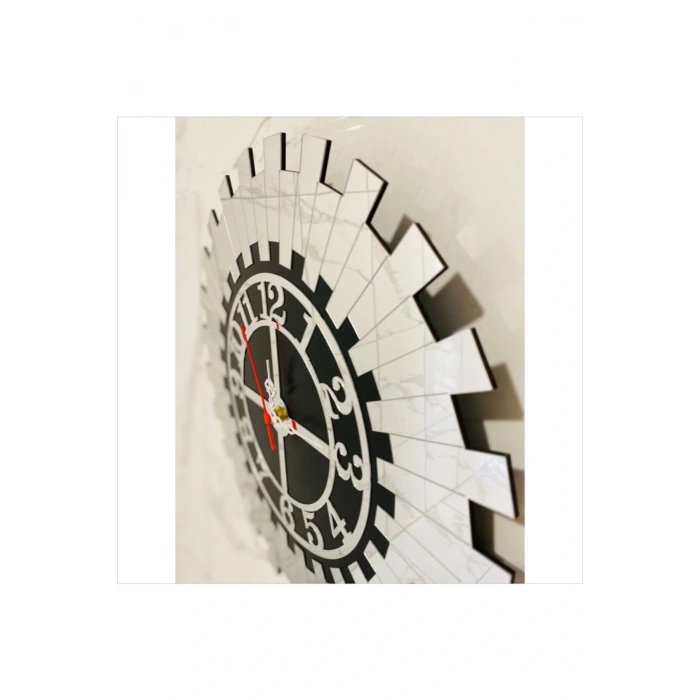 Dekoratif Gümüş Duvar Saati Mdf Üzeri Aynalı Pleksi 40 x 40