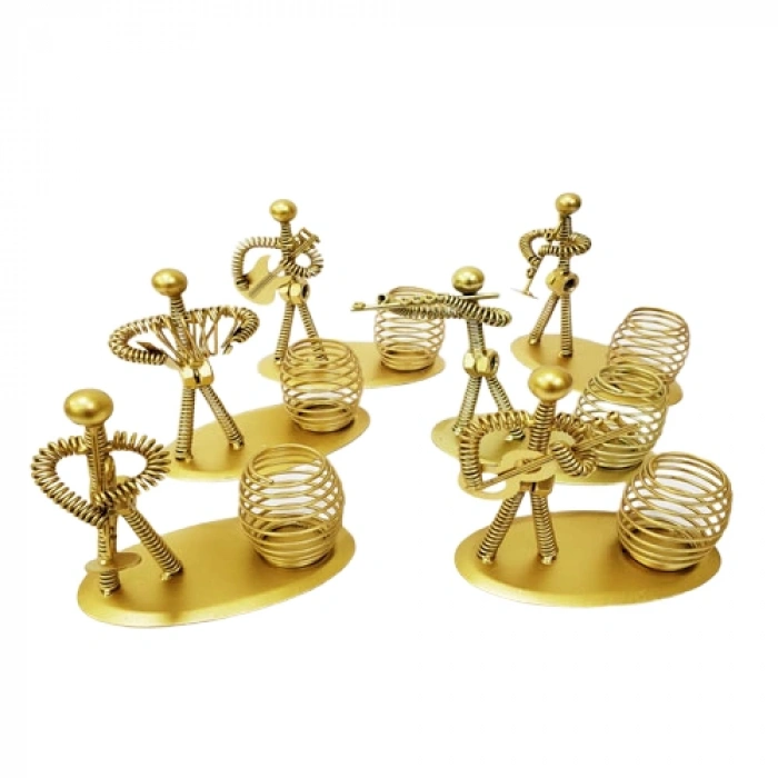 Decorative Yellow Metal Musician Figure Pen Holder