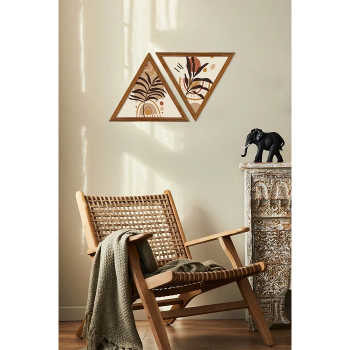 Dekoratif Üçgen Çerçeveli Ahşap Tablo Set 35 x 40