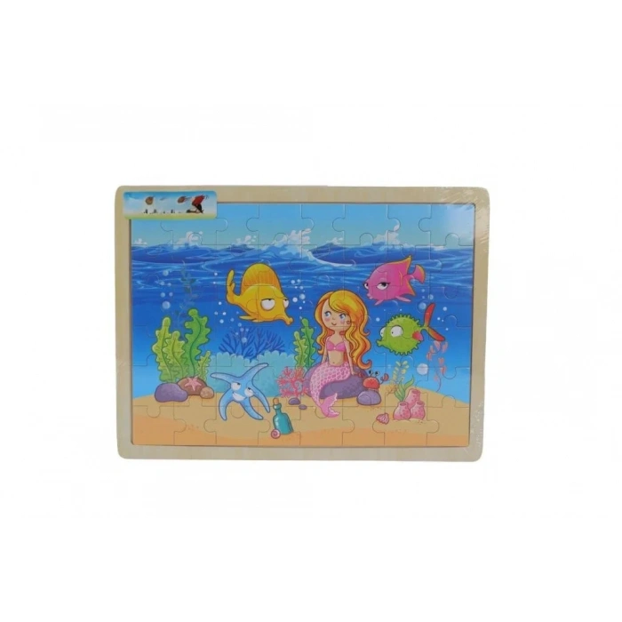 Deniz Kızı Temalı Tahta Puzzle 48 Parça