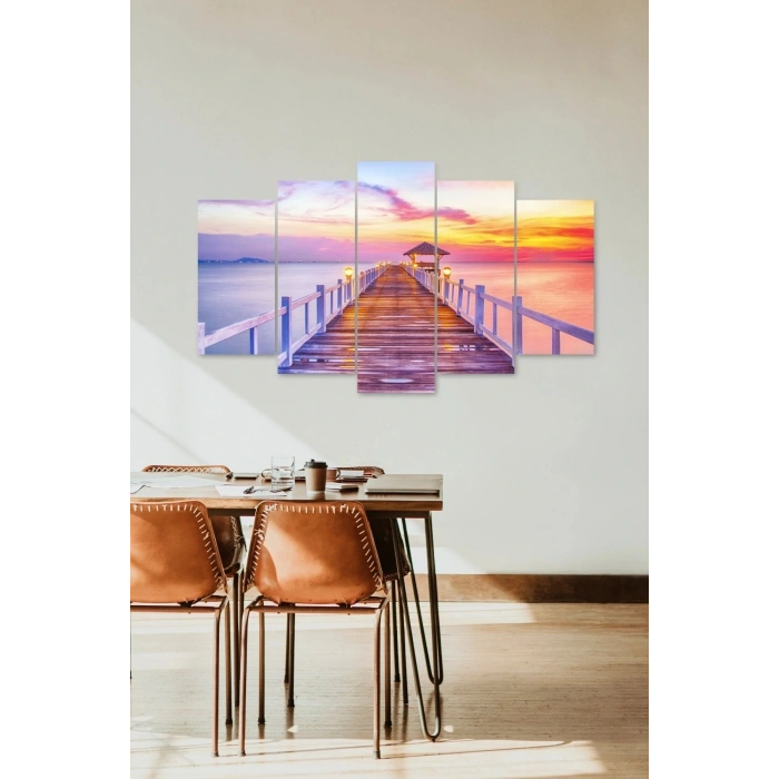 Deniz Manzara 5 Parçalı Mdf Tablo 60 x 100