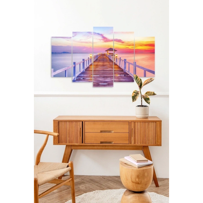 Deniz Manzara 5 Parçalı Mdf Tablo 60 x 100