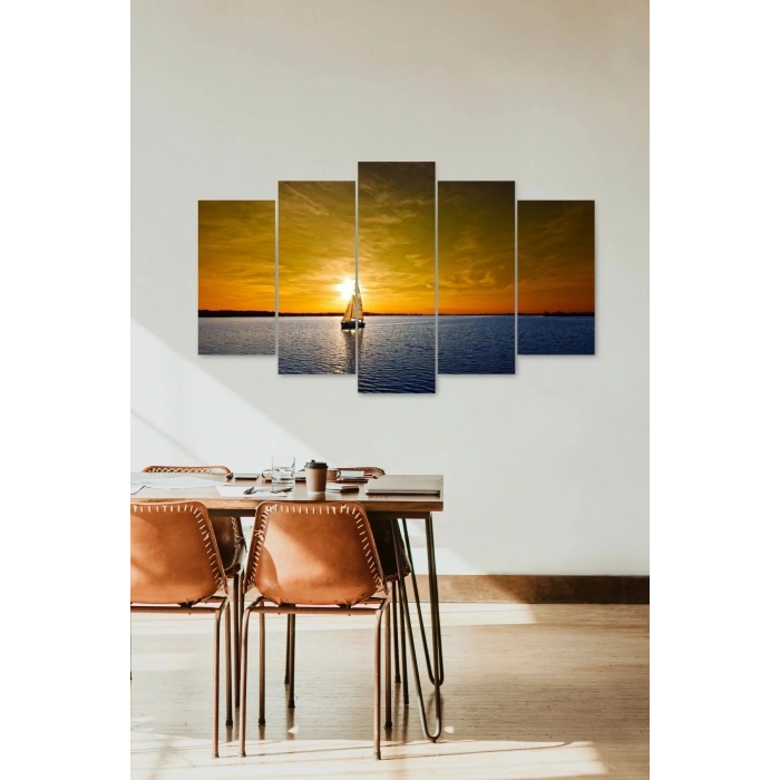 Deniz Manzarası 5 Parçalı Mdf Tablo 60 x 100