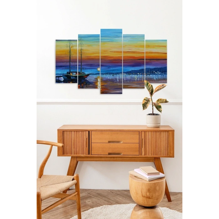 Deniz Manzarası 5 Parçalı Mdf Tablo 60 x 100