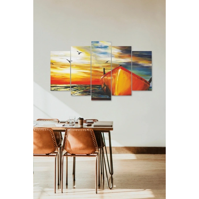 Deniz Manzarası 5 Parçalı Mdf Tablo 60 x 100