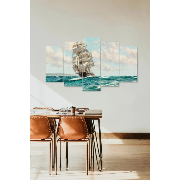 Deniz Manzarası 5 Parçalı Mdf Tablo 60 x 100