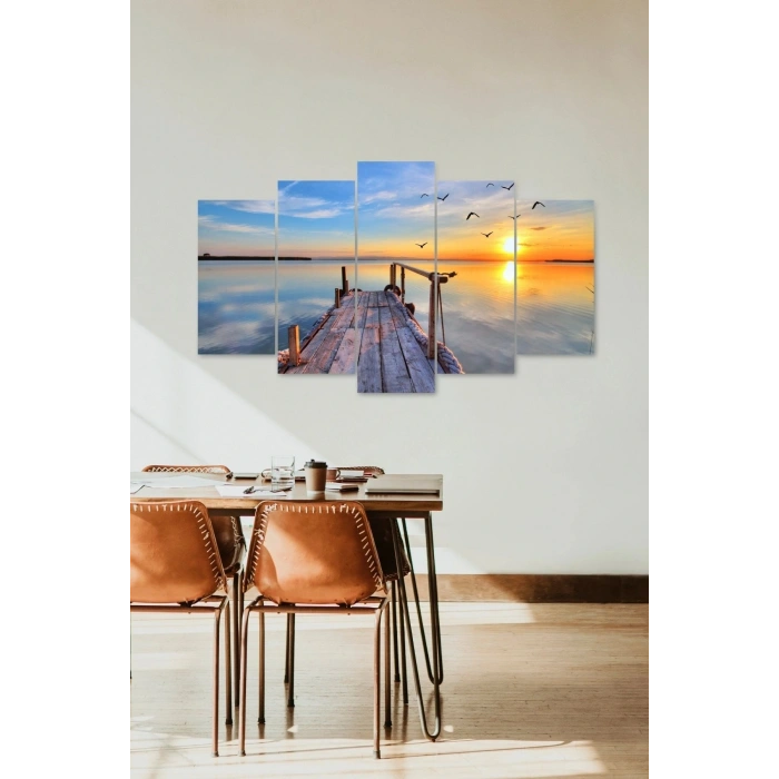 Deniz Manzarası 5 Parçalı Mdf Tablo 60 x 100