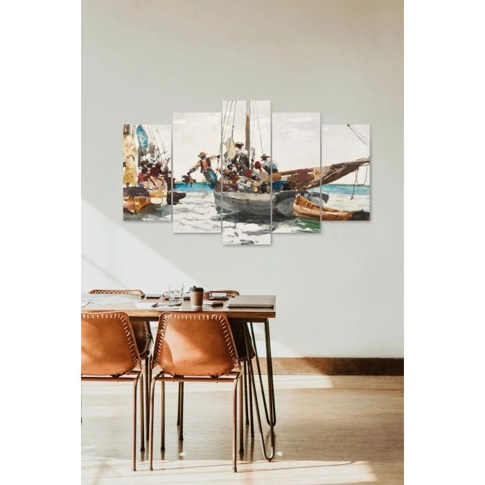 Deniz Manzarası 5 Parçalı Mdf Tablo 60 x 100