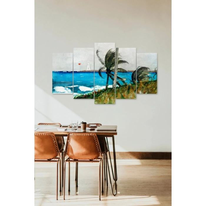 Deniz Manzarası 5 Parçalı Mdf Tablo 60 x 100