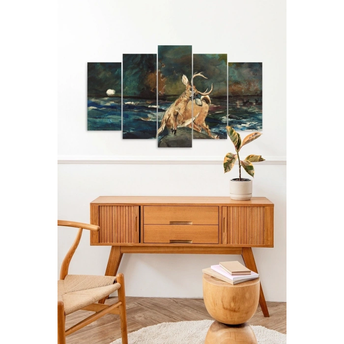 Deniz Manzarası 5 Parçalı Mdf Tablo 60 x 100