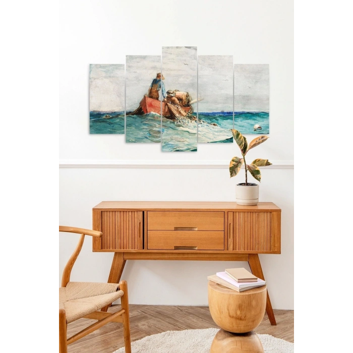 Deniz Manzarası 5 Parçalı Mdf Tablo 60 x 100