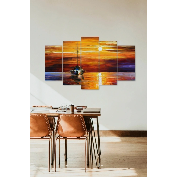 Deniz Manzarası 5 Parçalı Mdf Tablo 60 x 100
