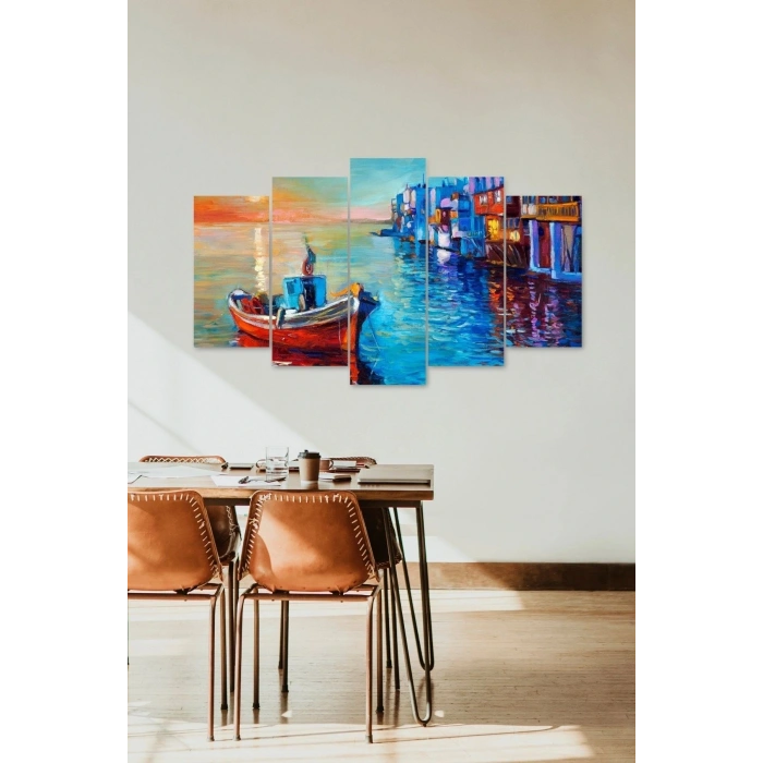 Deniz Manzarası 5 Parçalı Mdf Tablo 60 x 100