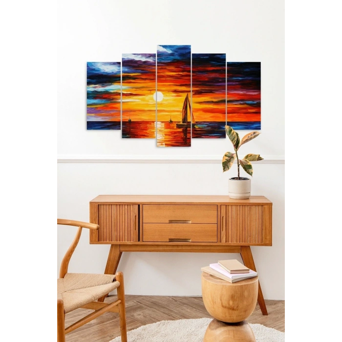 Deniz Manzarası 5 Parçalı Mdf Tablo 60 x 100
