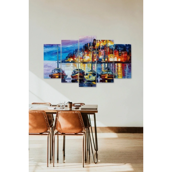 Deniz Manzarası 5 Parçalı Mdf Tablo 60 x 100