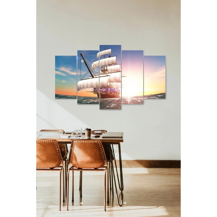 Deniz Manzarası 5 Parçalı Mdf Tablo 60 x 100