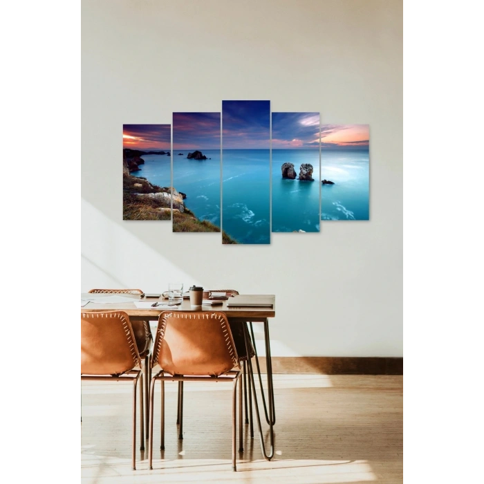 Deniz Manzarası 5 Parçalı Mdf Tablo 60 x 100