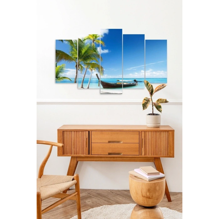 Deniz Manzarası 5 Parçalı Mdf Tablo 60 x 100