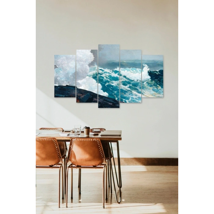 Deniz Manzarası 5 Parçalı Mdf Tablo 60 x 100