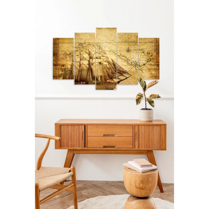 Deniz Manzarası 5 Parçalı Mdf Tablo 60 x 100