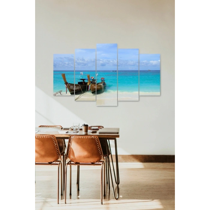 Deniz Manzarası 5 Parçalı Mdf Tablo 60 x 100