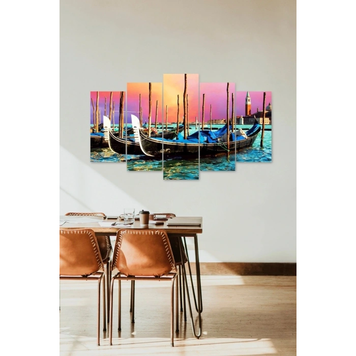 Deniz Manzarası 5 Parçalı Mdf Tablo 60 x 100