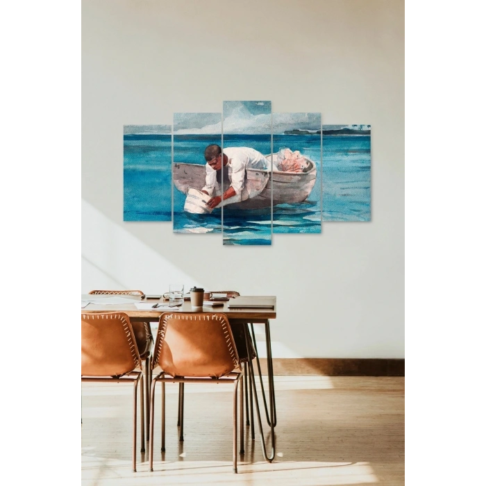 Deniz Manzarası 5 Parçalı Mdf Tablo 60 x 100