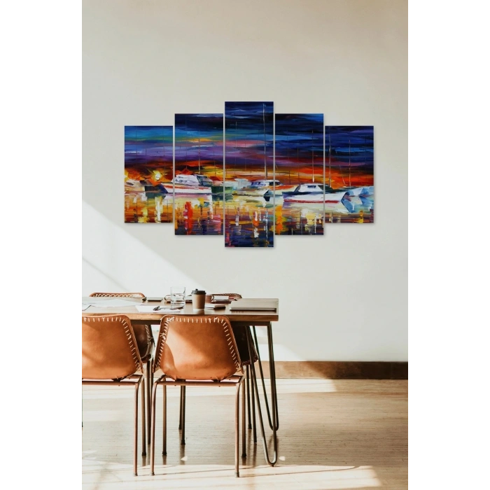 Deniz Manzarası 5 Parçalı Mdf Tablo 60 x 100